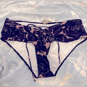 SHEIN Black and Brown Lace-Up Bikini Bottom size 3XL